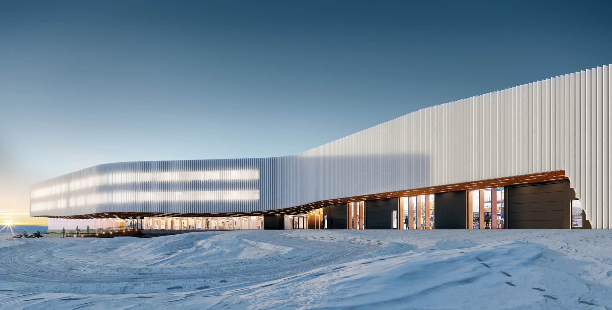 exterior rendering of a building in the arctic