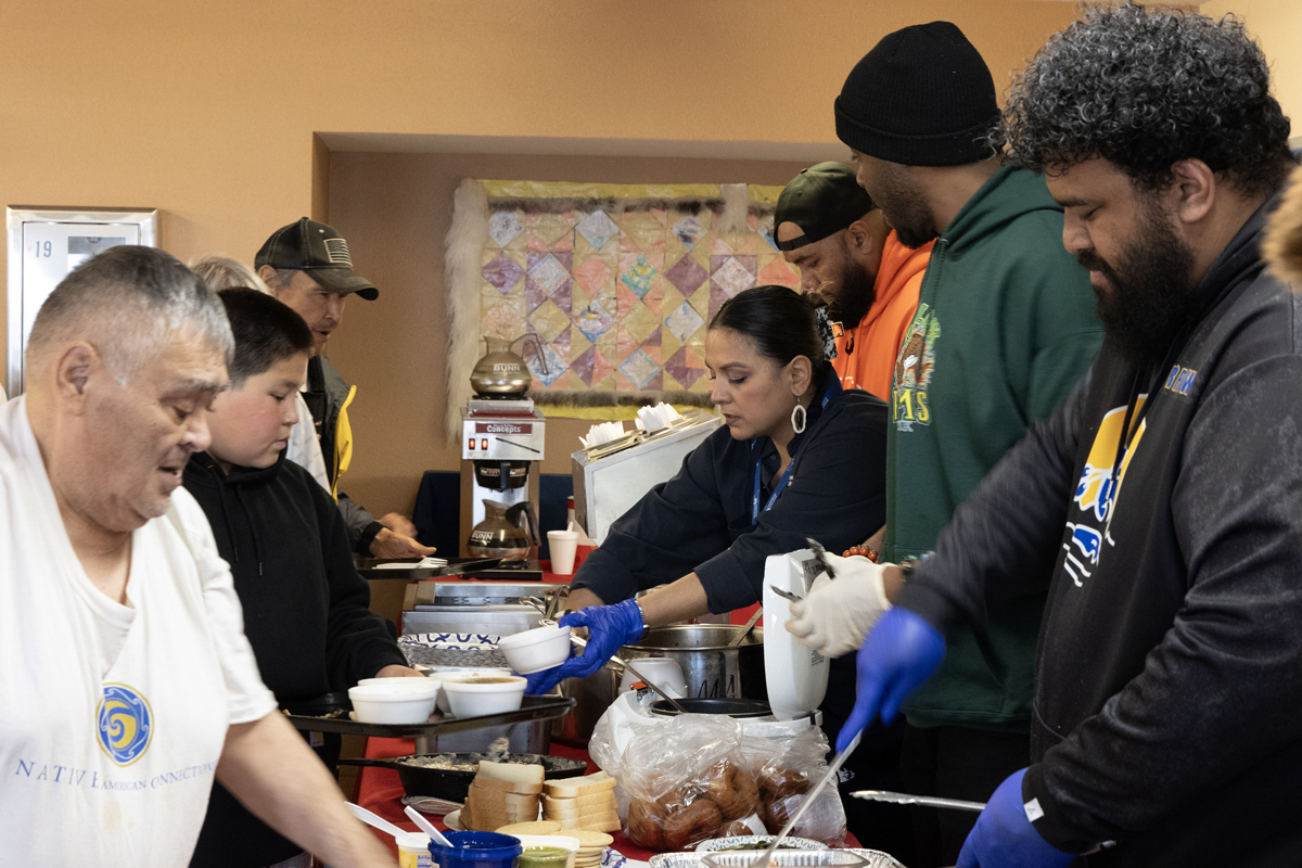 Serving lunch at the senior center