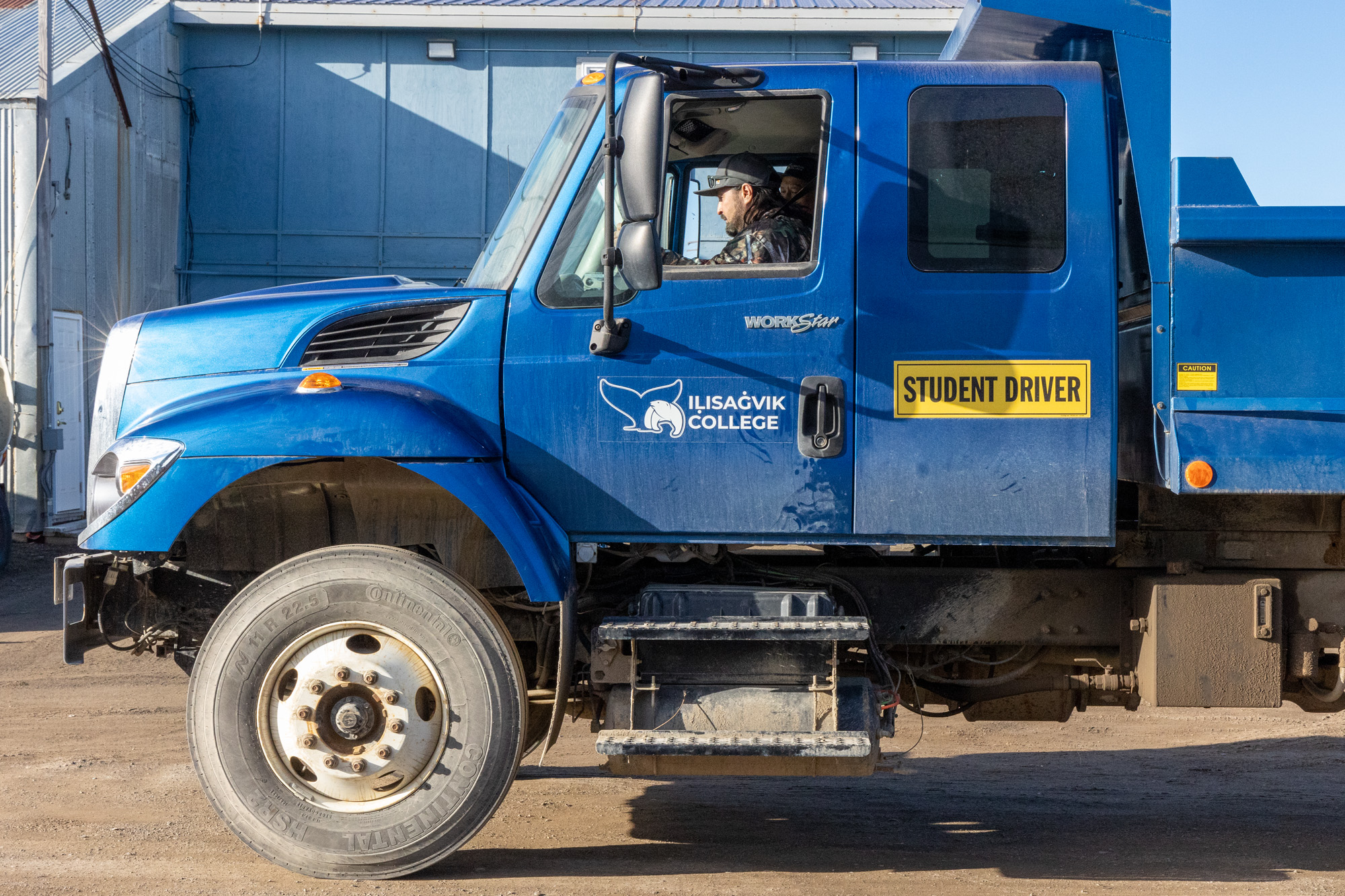 Students in a heavy truck