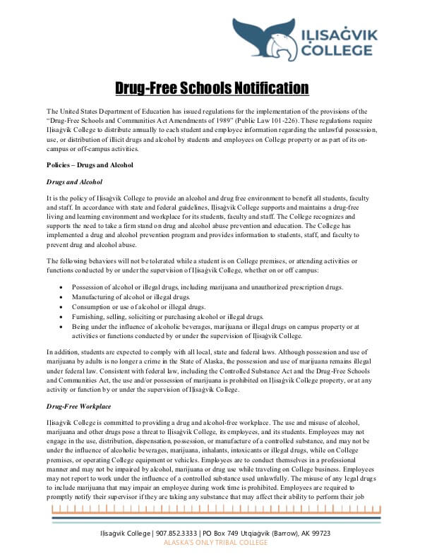 Download Iḷisaġvik College Drug-Free Schools Notification (PDF)